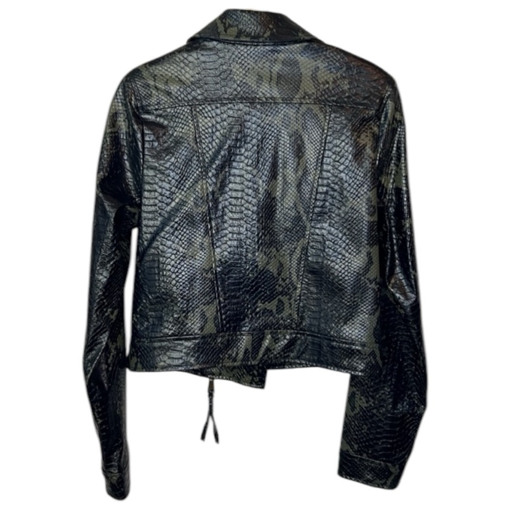 Ramy Brook Kane Snakeskin Animal Print Faux Leather Moto Biker Jacket Size S - Picture 13 of 16